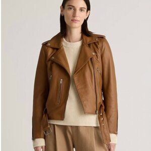 Quince 100% Leather Motorcycle Jacket Sz M